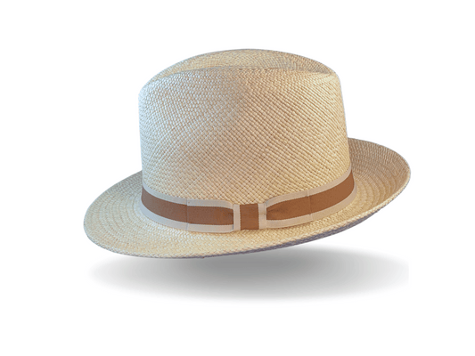 Authentic hand-woven Ecuadorian Panama, finished with a two-tone latte band and flat bow.  Noosa Sundays
